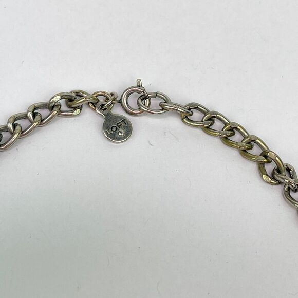 Loft Silver Tone Grey Geometric Statement Bib Fashion Women's Necklace - Picture 3 of 3